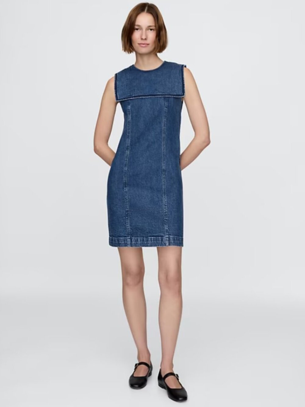 Gap x DÔEN Denim Sailor Mini Dress Size 8 NWT – Sleeveless Slim Shift